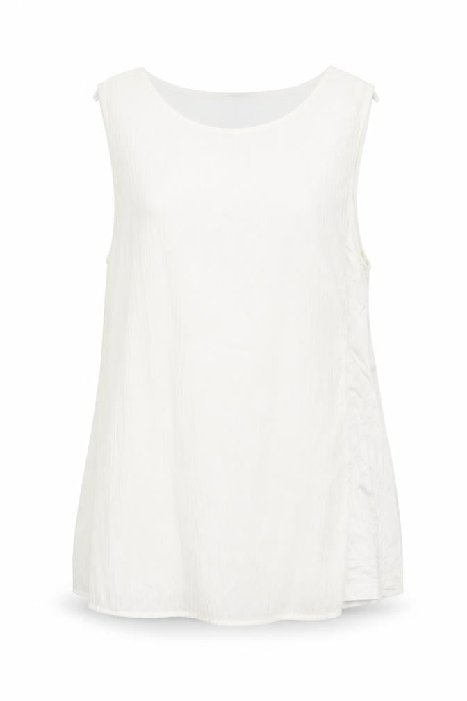 Front view of Marks & Spencer women’s ivory viscose basic tank, size UK 10, boat neck