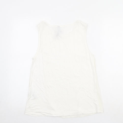 Marks and Spencer Womens Ivory Viscose Basic Tank Size 10 Boat Neck
