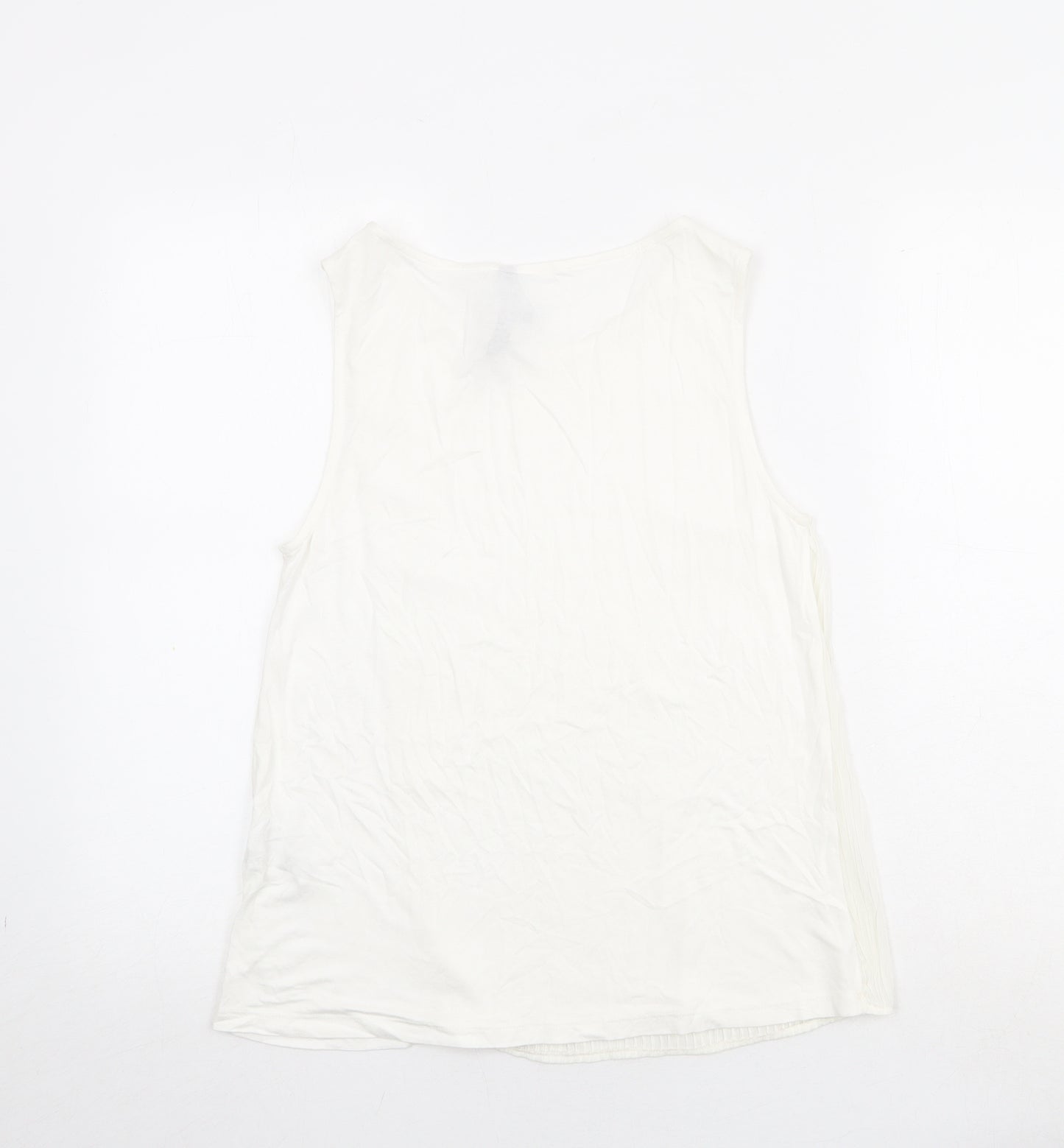 Marks and Spencer Womens Ivory Viscose Basic Tank Size 10 Boat Neck