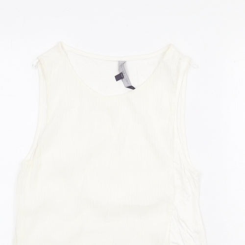Marks and Spencer Womens Ivory Viscose Basic Tank Size 10 Boat Neck