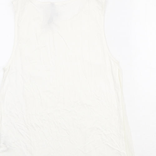 Marks and Spencer Womens Ivory Viscose Basic Tank Size 10 Boat Neck