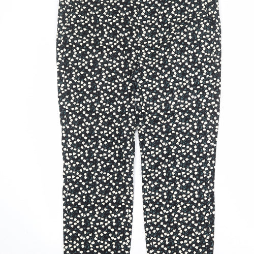 Zara Womens Black Floral Polyester Chino Trousers Size 16 Regular Zip