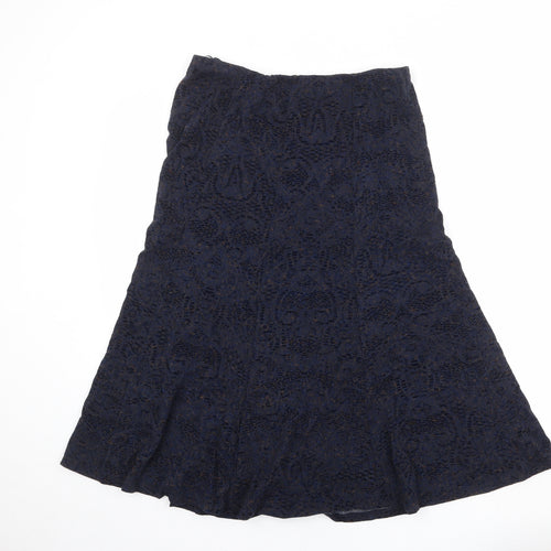 Marks and Spencer Womens Blue Geometric Polyester Swing Skirt Size 12