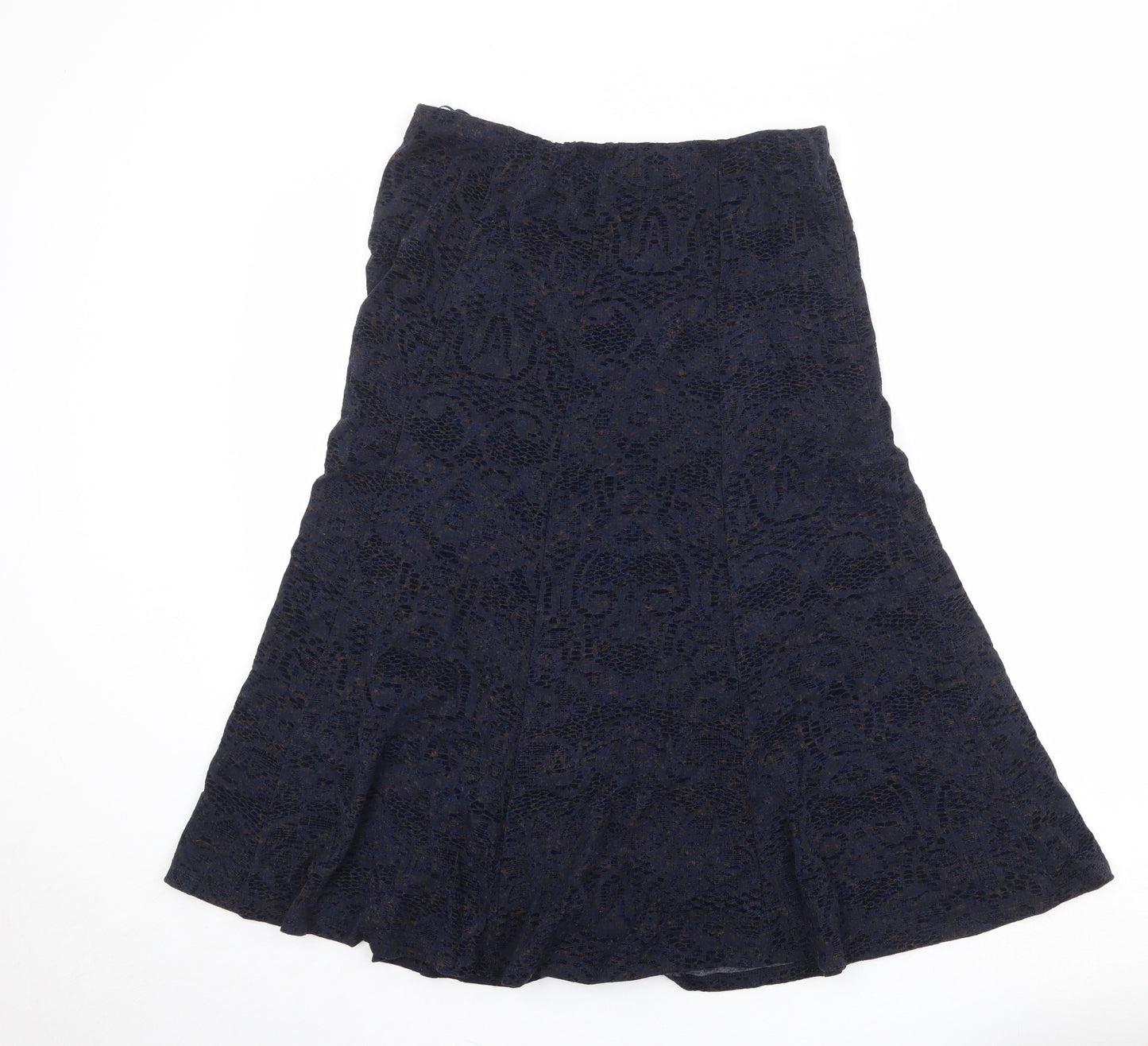 Marks and Spencer Womens Blue Geometric Polyester Swing Skirt Size 12