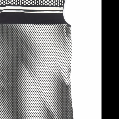 Max Studio Womens Black Polka Dot Polyester Shift Size S Boat Neck Pullover