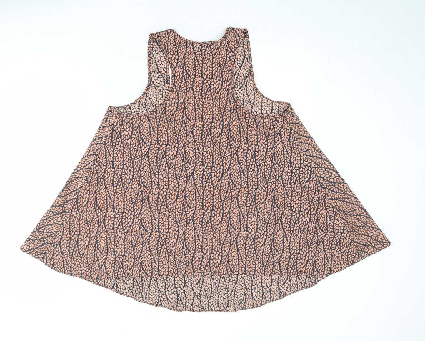 ASOS Womens Brown Geometric Polyester Basic Tank Size 14 Scoop Neck