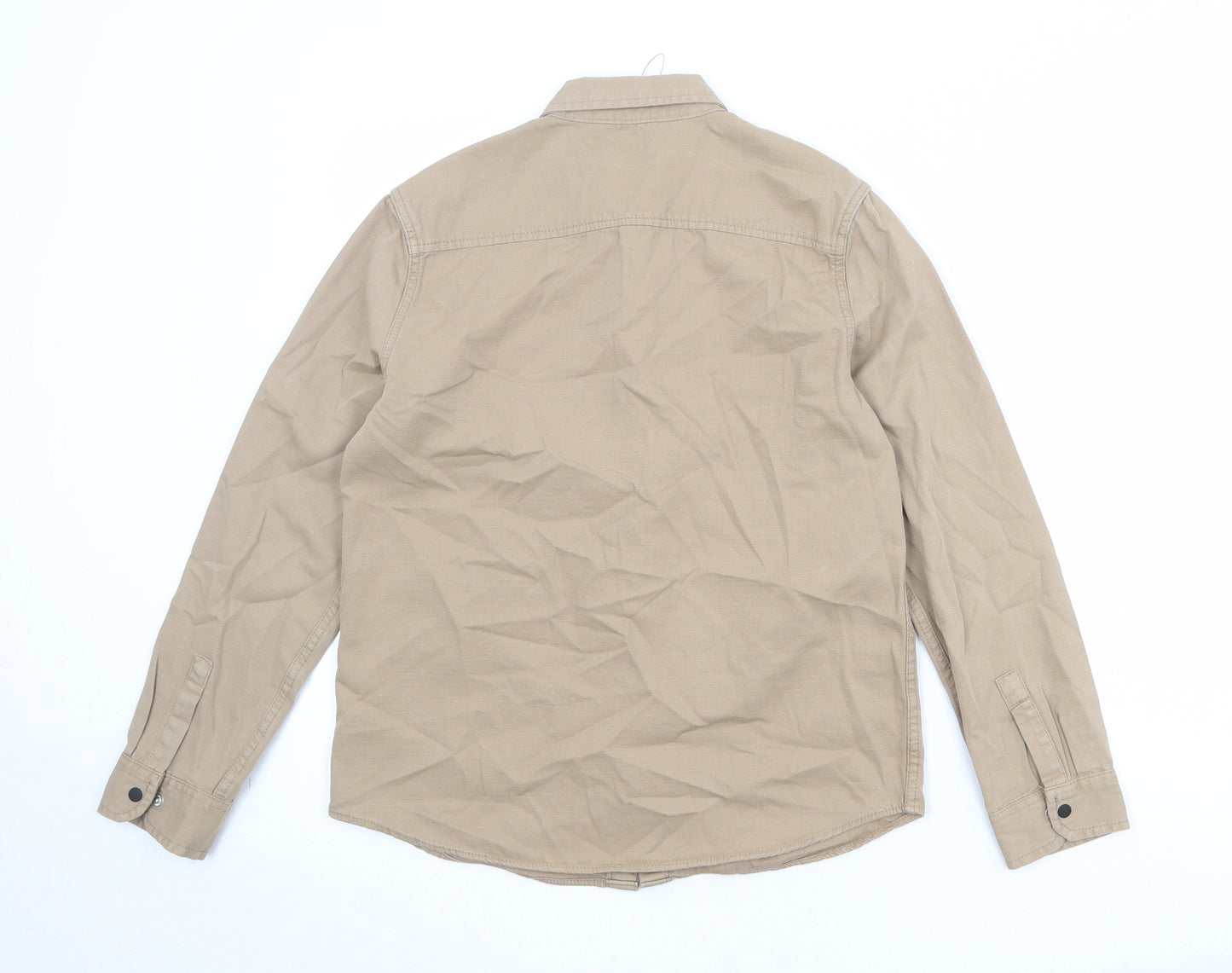 Marks and Spencer Boys Brown 100% Cotton Basic Button-Up Size 12-13 Years Collared Snap