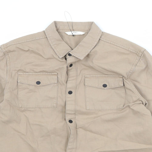 Marks and Spencer Boys Brown 100% Cotton Basic Button-Up Size 12-13 Years Collared Snap
