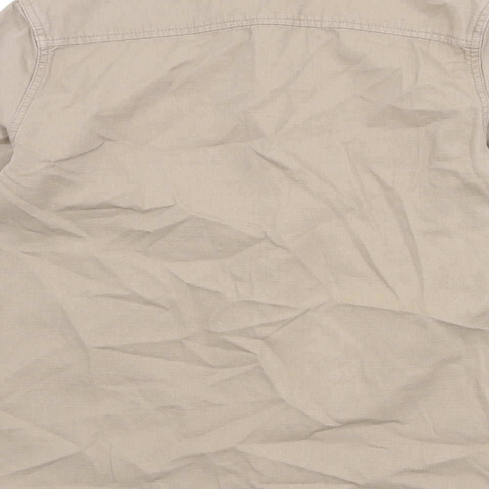 Marks and Spencer Boys Brown 100% Cotton Basic Button-Up Size 12-13 Years Collared Snap