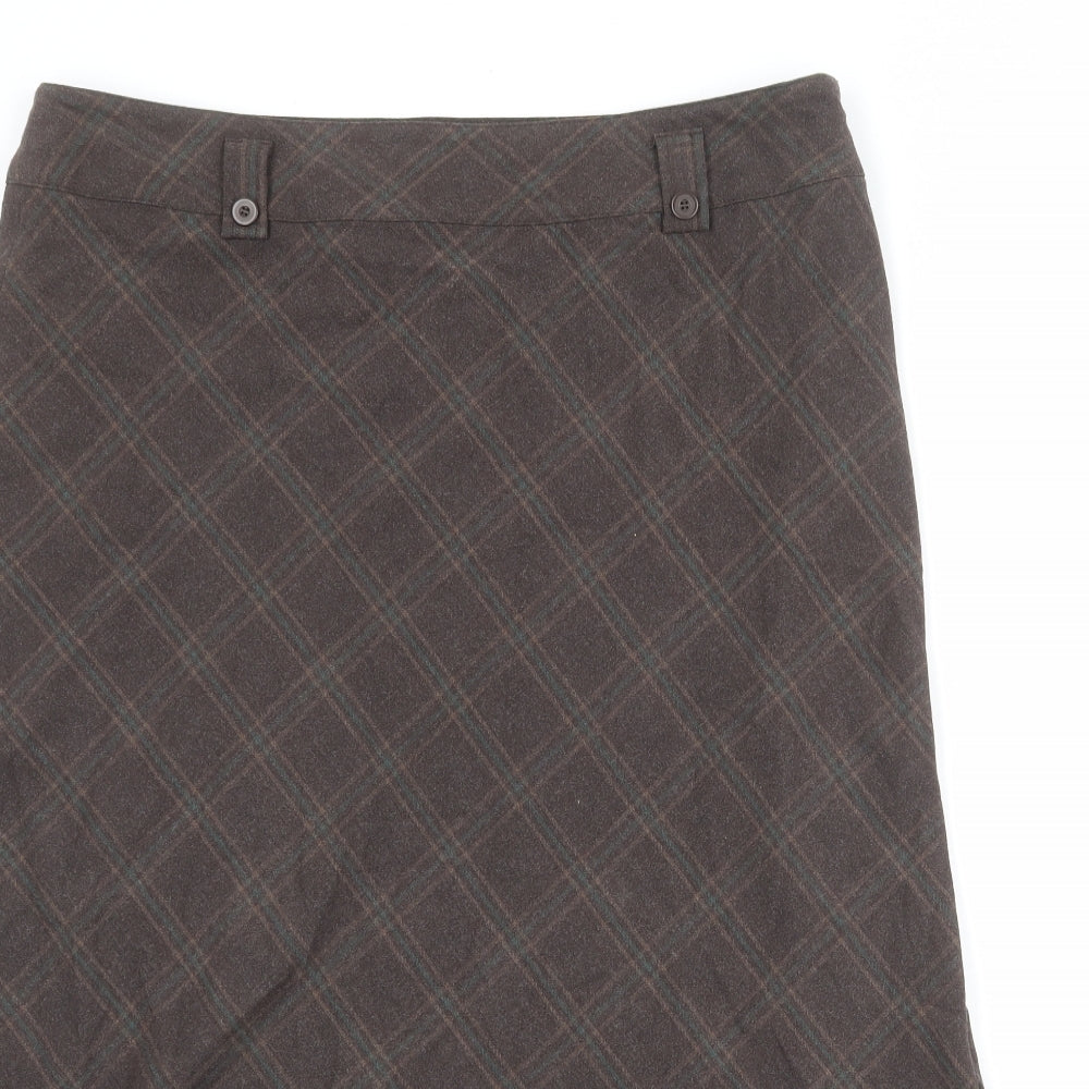 Epilogue Womens Brown Plaid Polyester Swing Skirt Size 16 Zip