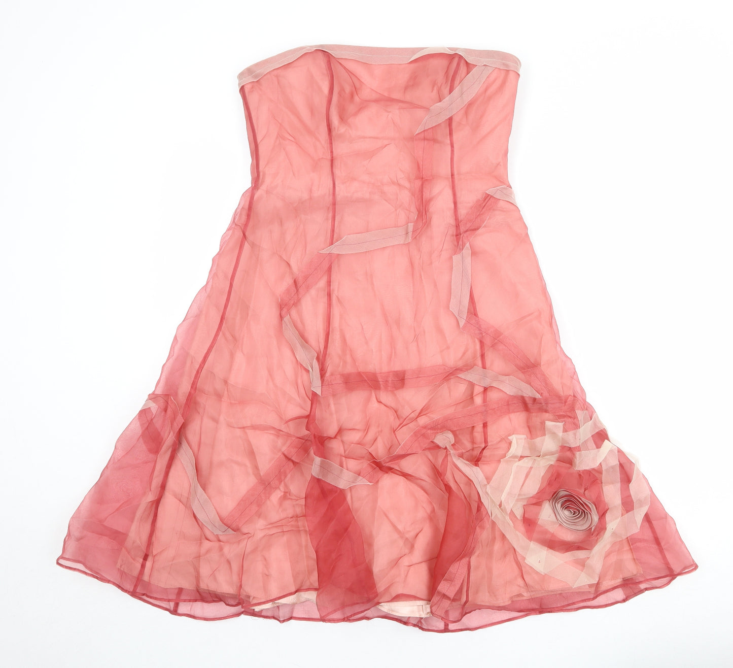 Coast Womens Pink Silk Fit & Flare Size 12 Square Neck Zip - Strapless