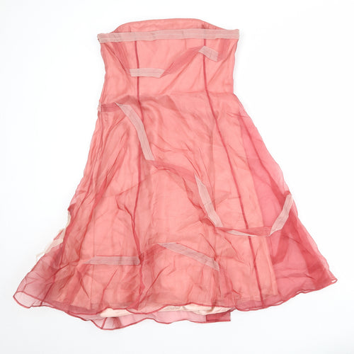 Coast Womens Pink Silk Fit & Flare Size 12 Square Neck Zip - Strapless