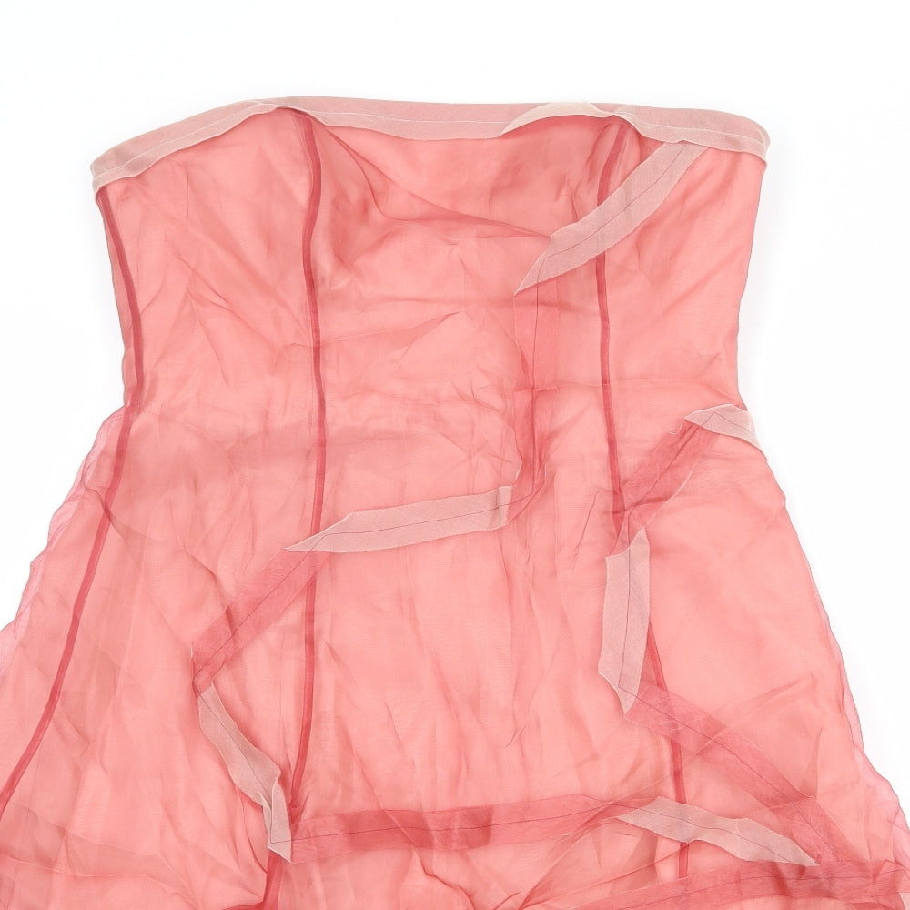 Coast Womens Pink Silk Fit & Flare Size 12 Square Neck Zip - Strapless