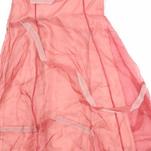 Coast Womens Pink Silk Fit & Flare Size 12 Square Neck Zip - Strapless