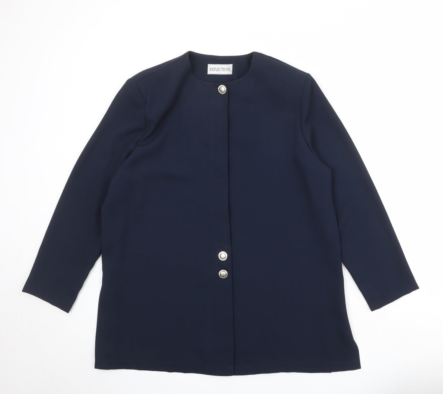Reflections Womens Blue Jacket Blazer Size L Button