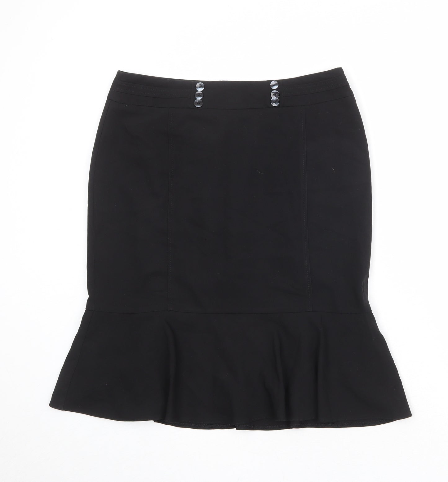 Debenhams Womens Black Polyester Trumpet Skirt Size 12 Zip