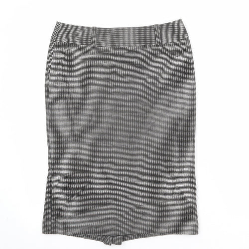 NEXT Womens Black Geometric Cotton Straight & Pencil Skirt Size 10 Zip