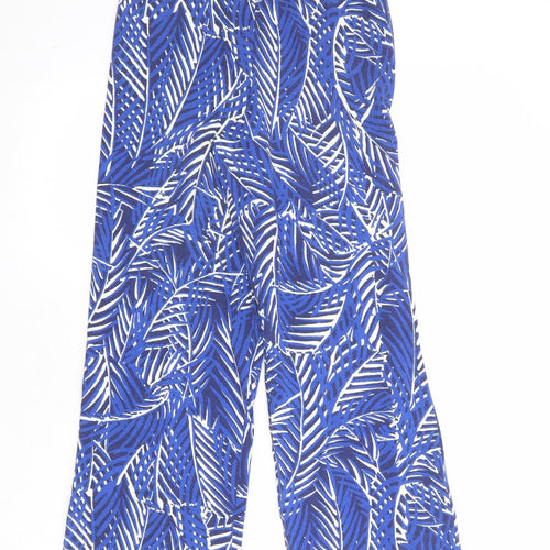 River Island Womens Blue Geometric Cotton Trousers Size 8 Regular