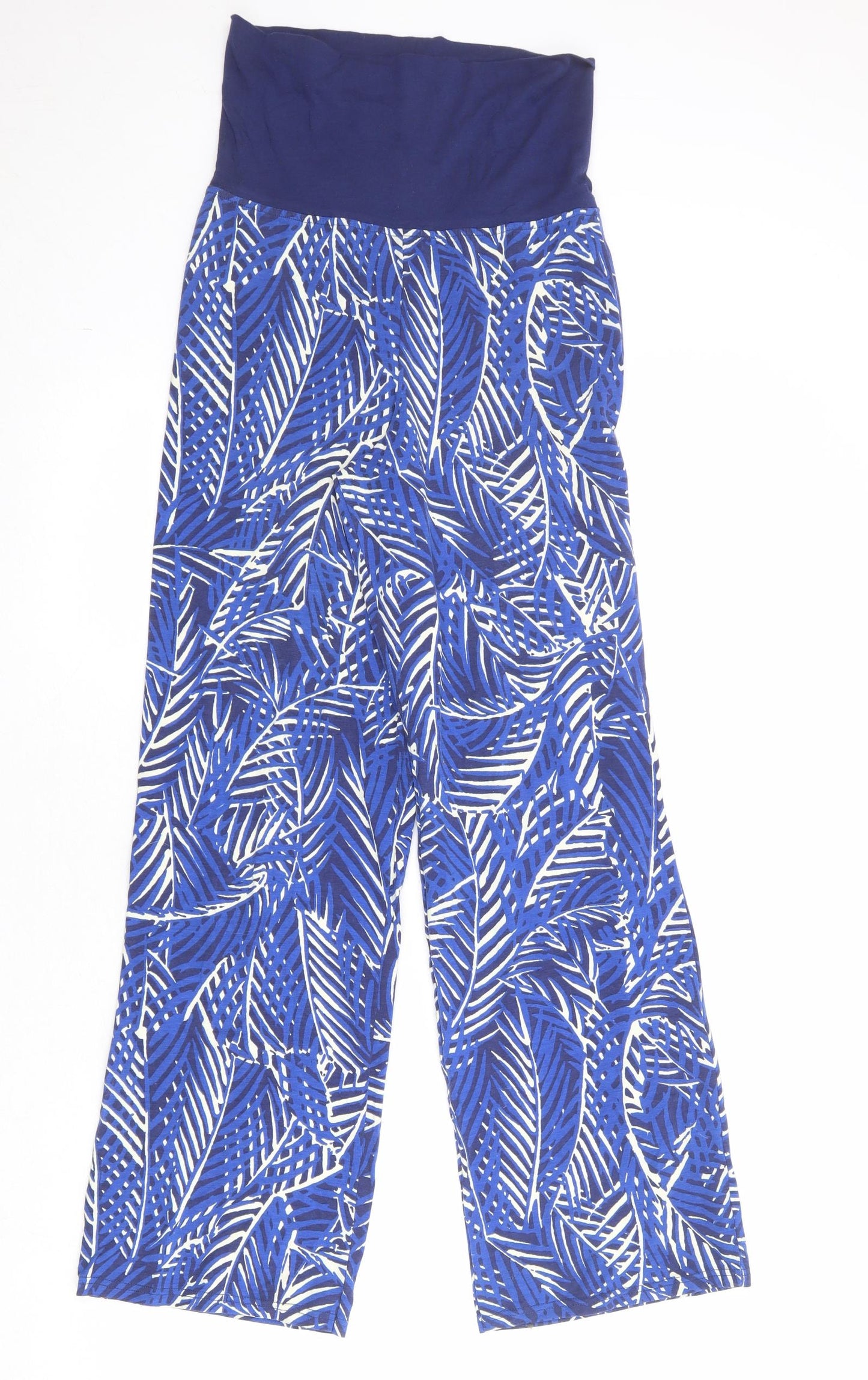River Island Womens Blue Geometric Cotton Trousers Size 8 Regular
