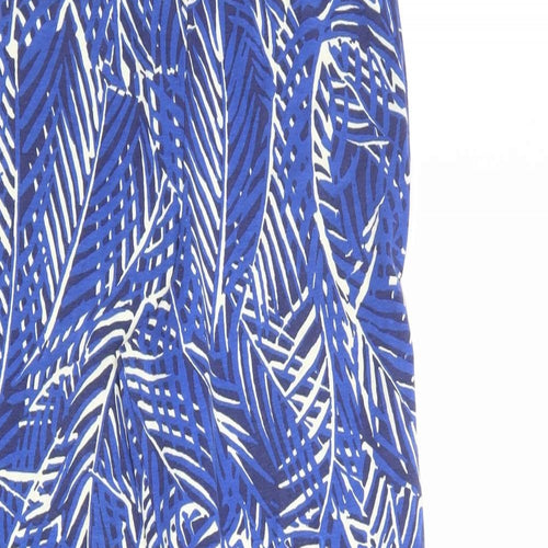 River Island Womens Blue Geometric Cotton Trousers Size 8 Regular