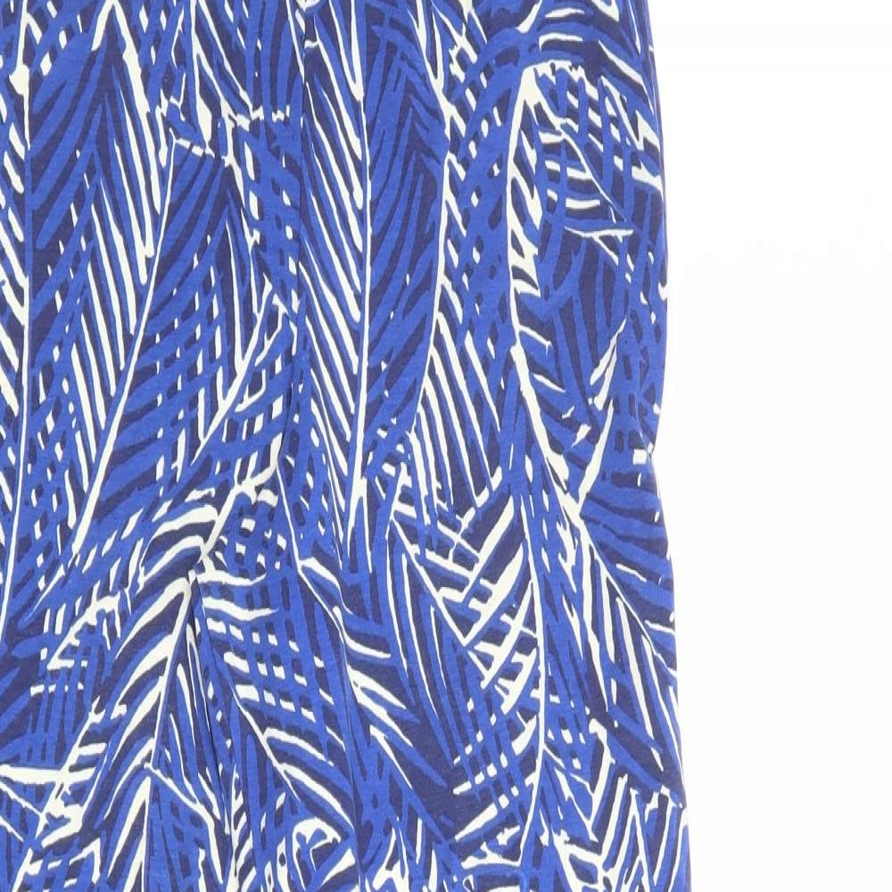 River Island Womens Blue Geometric Cotton Trousers Size 8 Regular