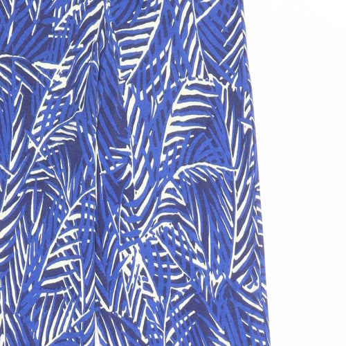 River Island Womens Blue Geometric Cotton Trousers Size 8 Regular