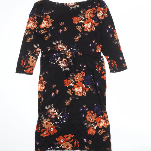 Monsoon Womens Black Floral Viscose Sheath Size 22 Cowl Neck Pullover