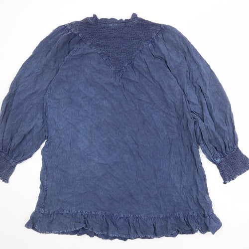 Wednesday's girl Womens Blue Viscose Trapeze & Swing Size L Mock Neck Pullover
