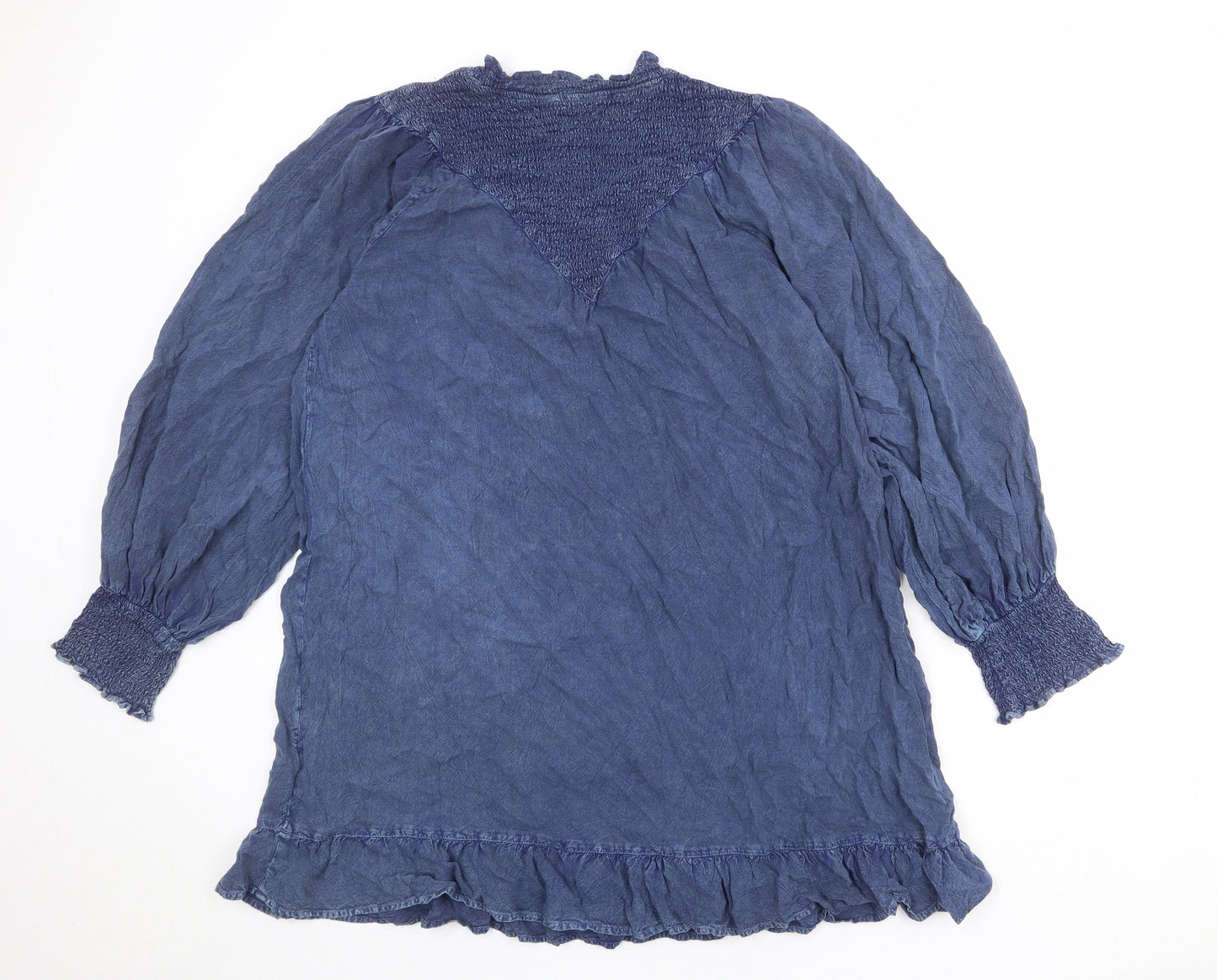 Wednesday's girl Womens Blue Viscose Trapeze & Swing Size L Mock Neck Pullover