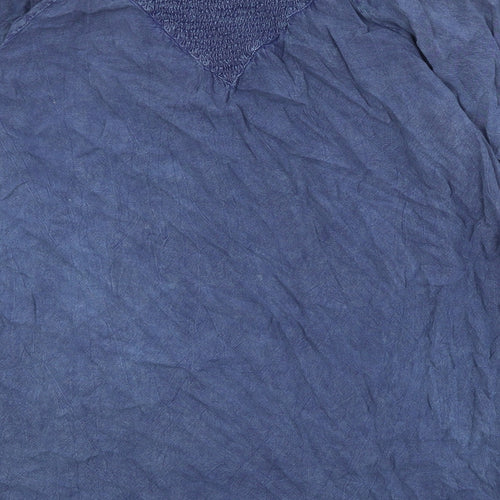 Wednesday's girl Womens Blue Viscose Trapeze & Swing Size L Mock Neck Pullover