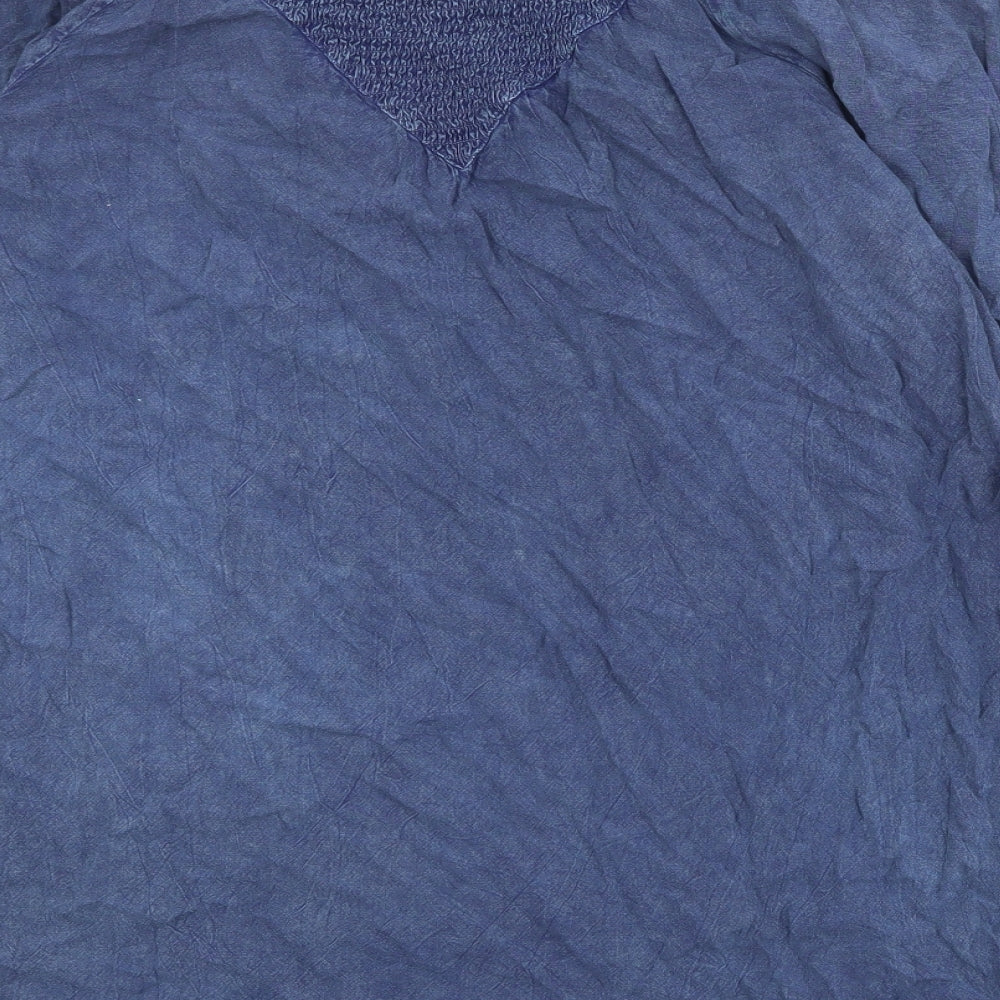 Wednesday's girl Womens Blue Viscose Trapeze & Swing Size L Mock Neck Pullover
