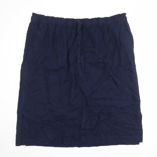Marks and Spencer Womens Blue Linen A-Line Skirt Size 24