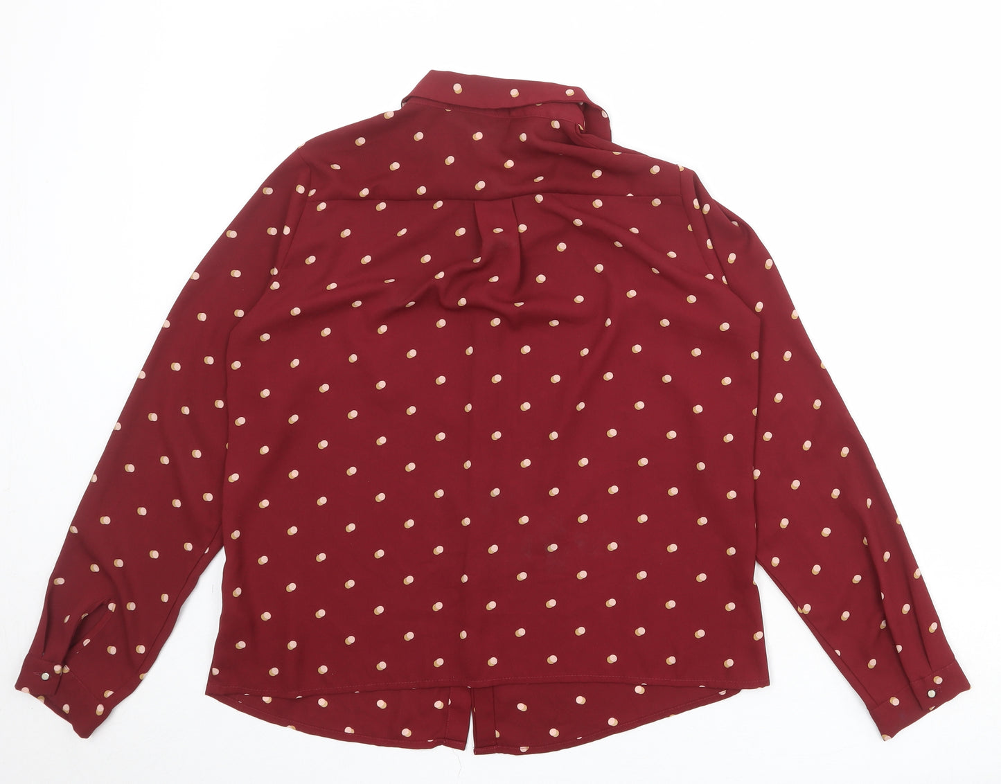 Marks and Spencer Womens Red Polka Dot Polyester Basic Button-Up Size 12 Collared