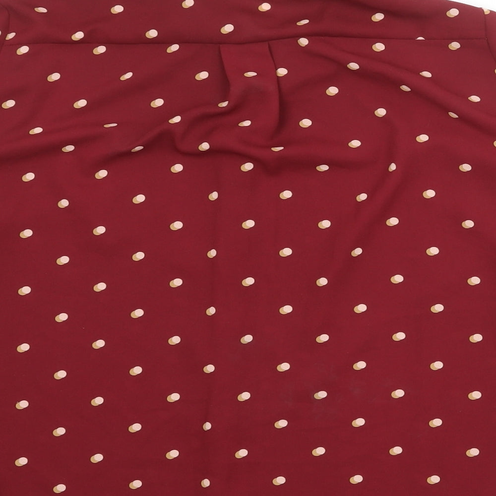 Marks and Spencer Womens Red Polka Dot Polyester Basic Button-Up Size 12 Collared