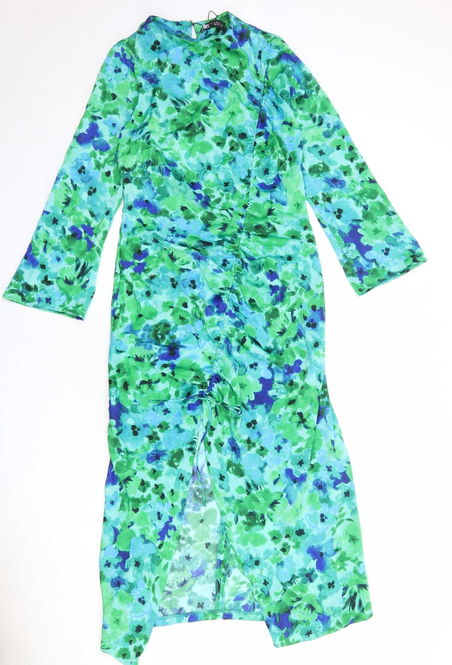 Zara Womens Multicoloured Geometric Polyester Maxi Size M Round Neck Zip