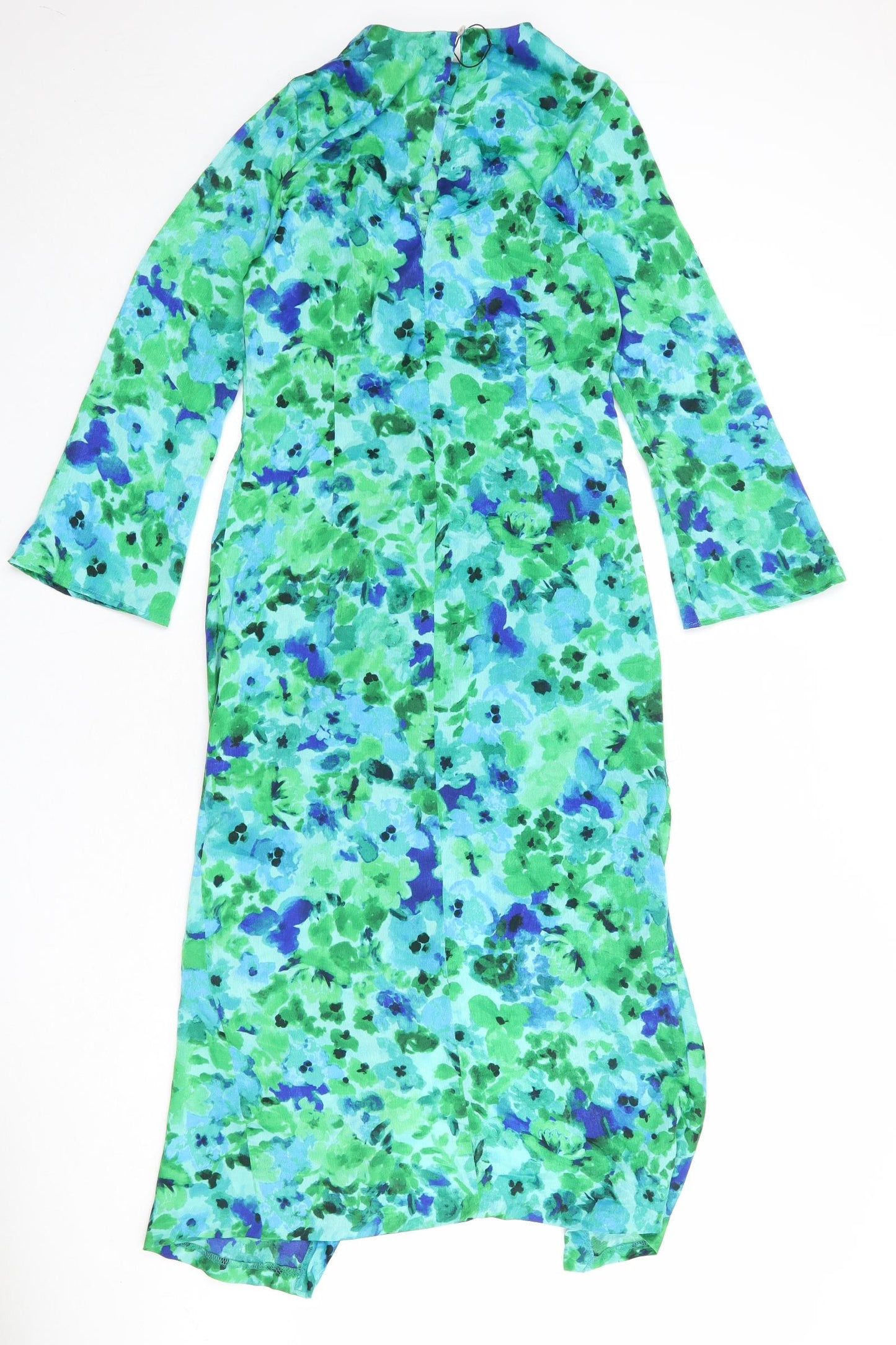 Zara Womens Multicoloured Geometric Polyester Maxi Size M Round Neck Zip