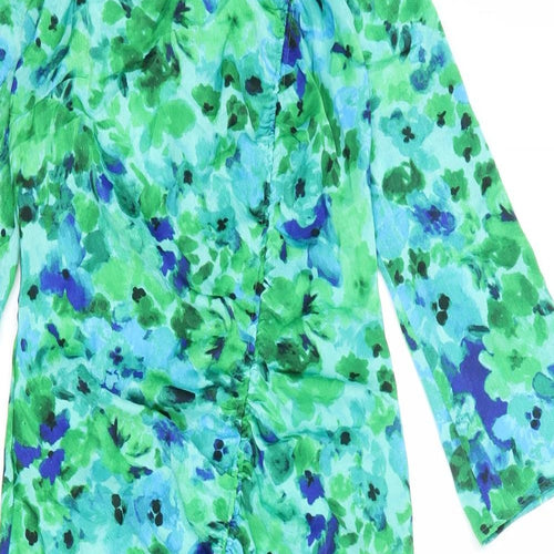 Zara Womens Multicoloured Geometric Polyester Maxi Size M Round Neck Zip