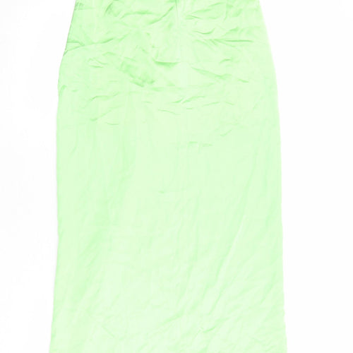 Zara Womens Green Polyester Maxi Skirt Size XS Zip