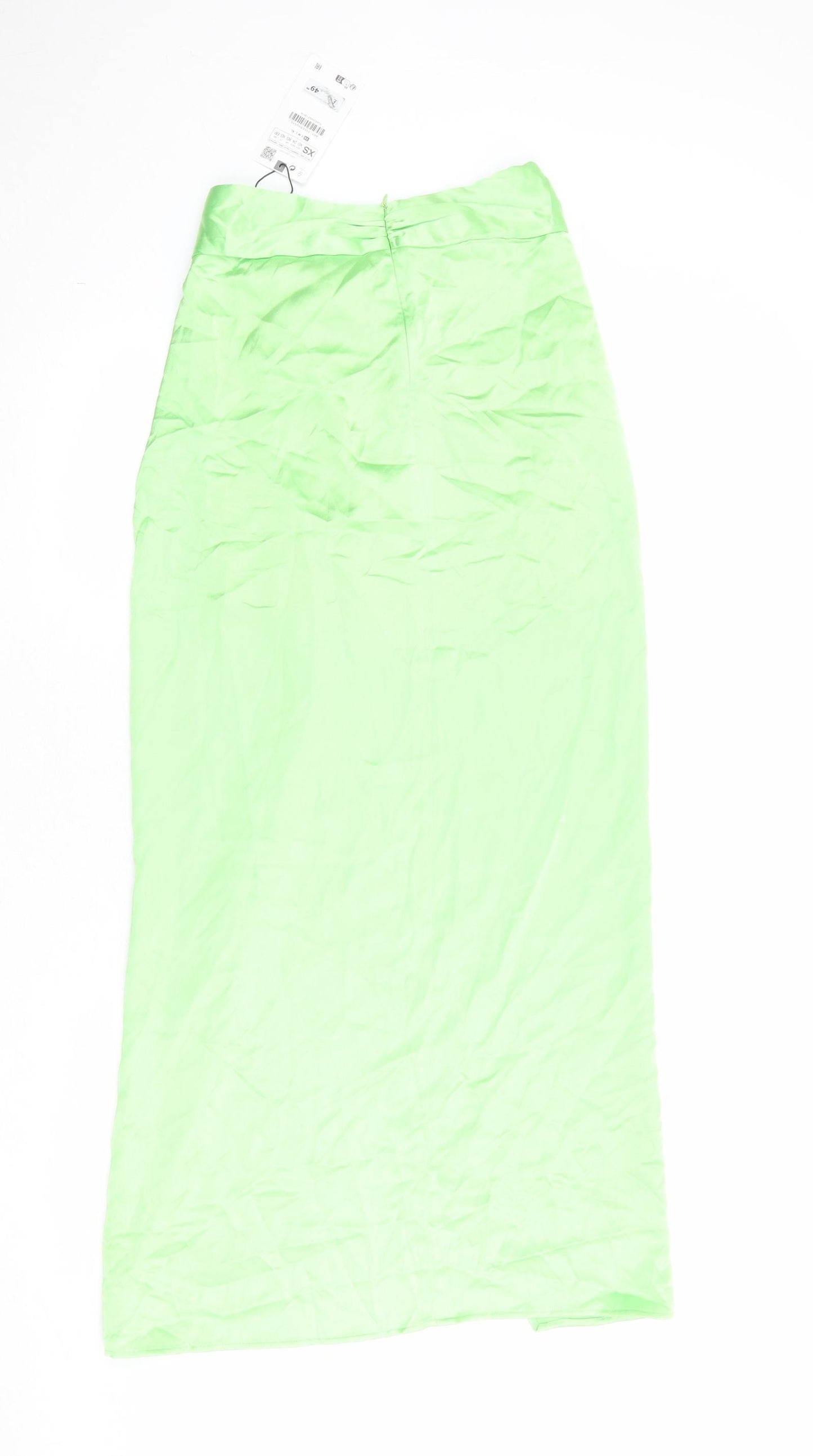 Zara Womens Green Polyester Maxi Skirt Size XS Zip