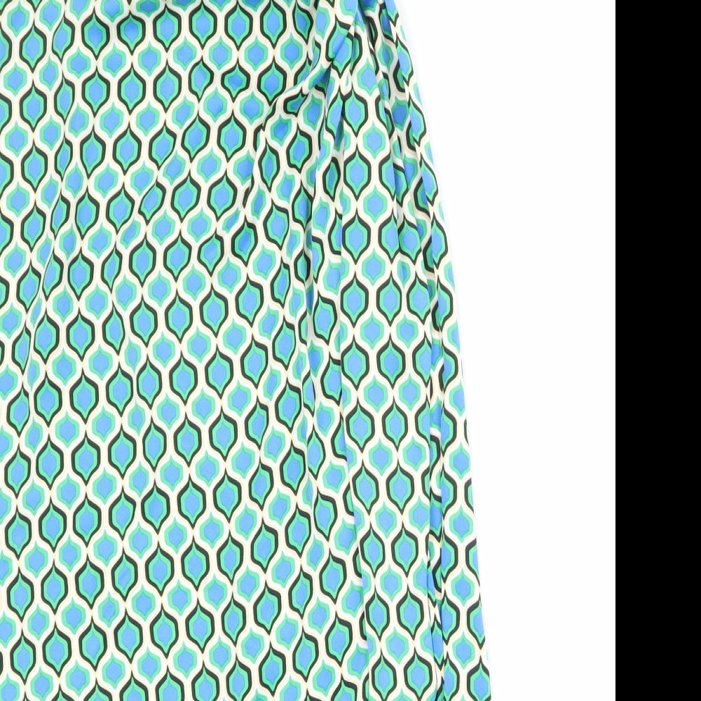 Zara Womens Multicoloured Geometric Polyester Wrap Skirt Size XS Zip