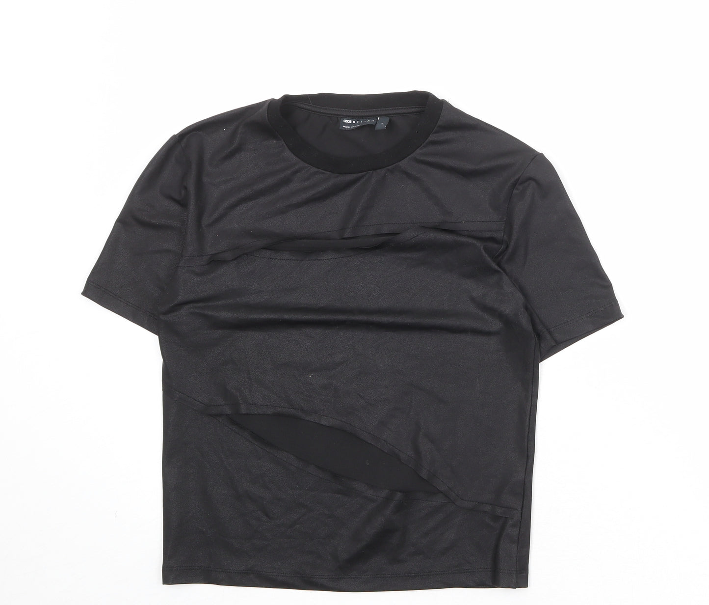 ASOS Womens Black Polyester Basic T-Shirt Size S Round Neck