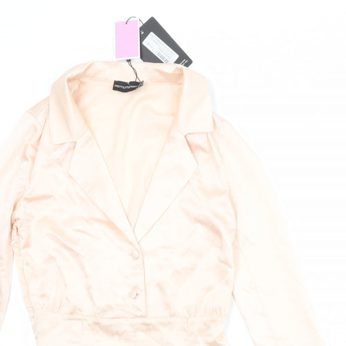 PRETTYLITTLETHING Womens Pink Polyester Playsuit One-Piece Size 6 Zip