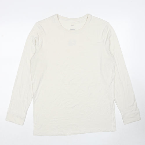 Marks and Spencer Mens White Acrylic T-Shirt Size M Round Neck