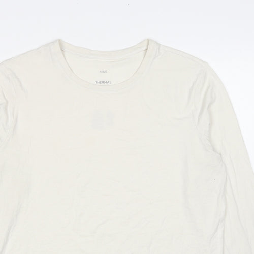 Marks and Spencer Mens White Acrylic T-Shirt Size M Round Neck
