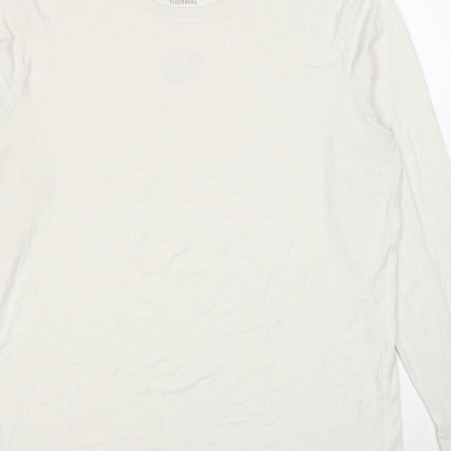Marks and Spencer Mens White Acrylic T-Shirt Size M Round Neck