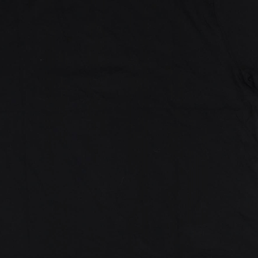 Marks and Spencer Womens Black Cotton Basic T-Shirt Size 16 Round Neck