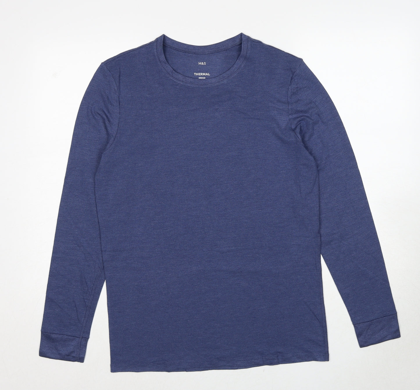 Marks and Spencer Mens Blue Acrylic T-Shirt Size M Round Neck
