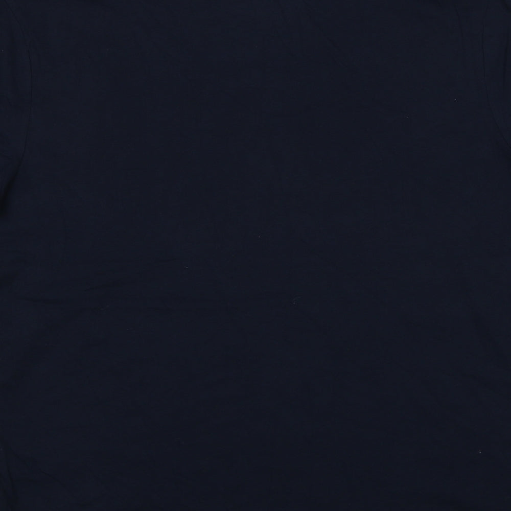 Marks and Spencer Mens Blue Cotton T-Shirt Size M Round Neck - Tree Rex Christmas