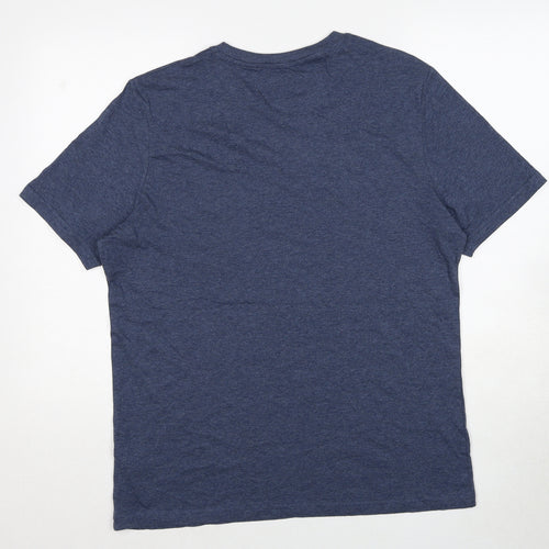 Marks and Spencer Mens Blue Cotton T-Shirt Size L Round Neck