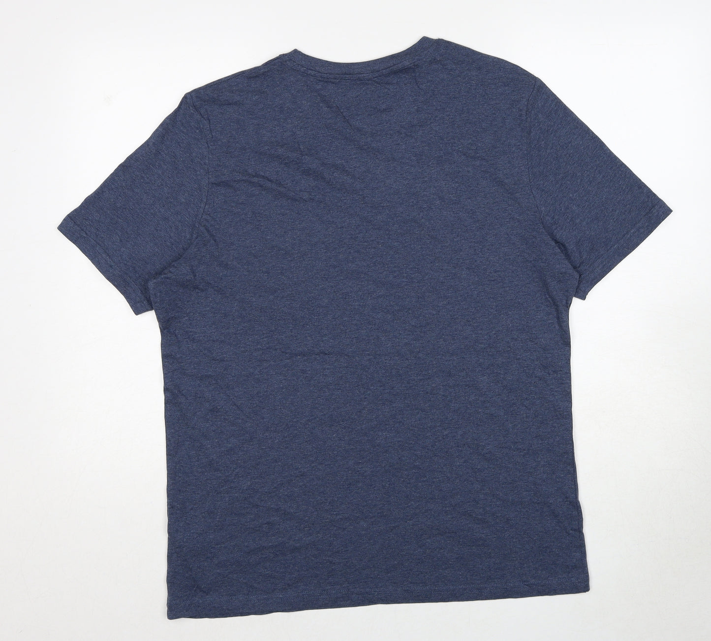 Marks and Spencer Mens Blue Cotton T-Shirt Size L Round Neck